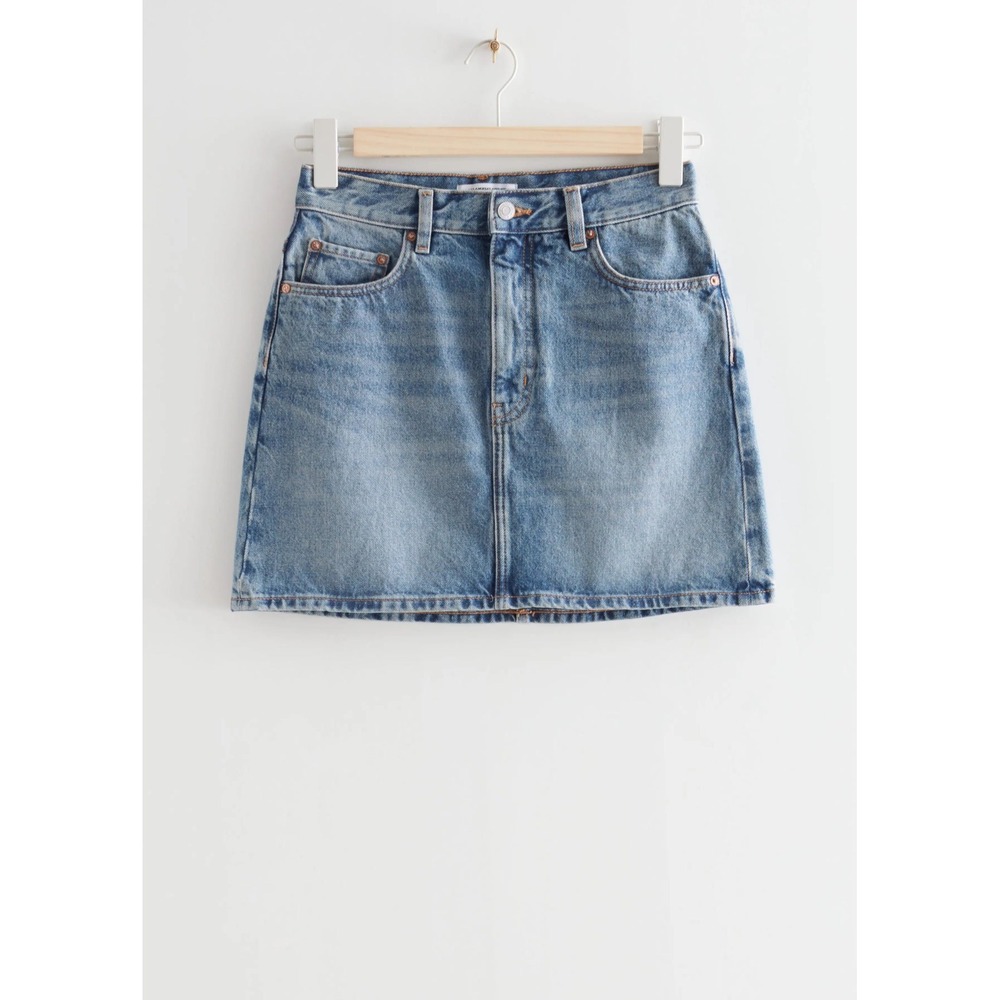 & Other Stories Los Angeles Atelier High Waist Denim Mini Skirt Blue US 0 NEW